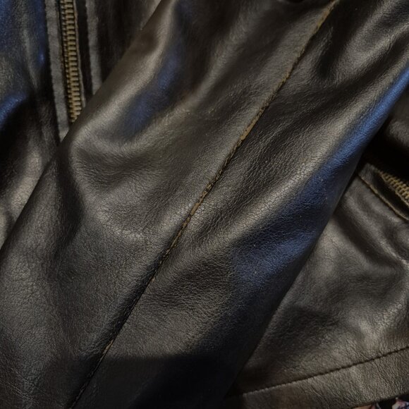 Toxic Hazard Brown Distressed Moto Jacket Size L - Picture 8 of 12